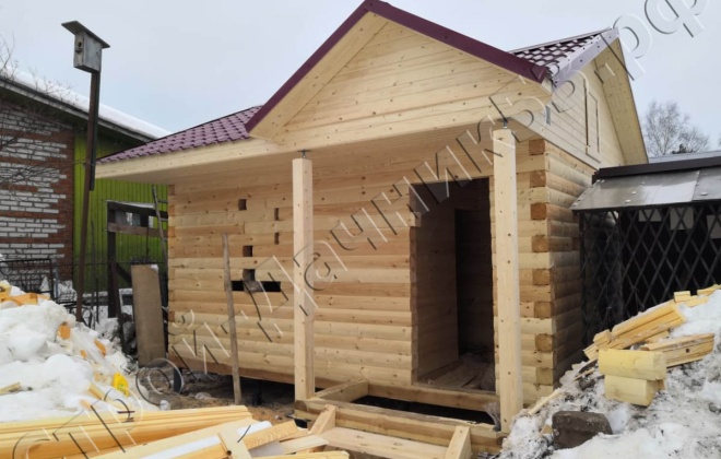3 брусовая баня 4×5, 20 м², московская область, павло-посадский район, деревня васютино (3)